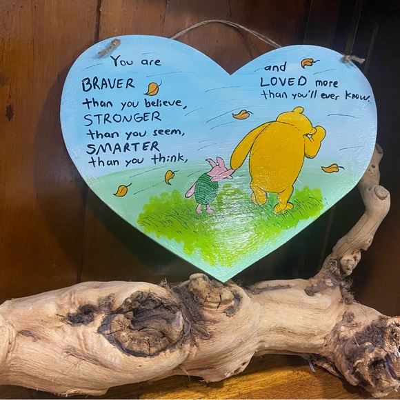 Winnie The Pooh Hand Painted Acrylic on Wood Inspired Quote Art - Picture 3 of 8